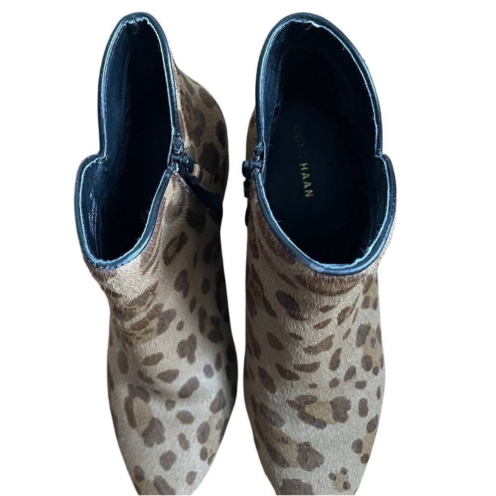 Cole Haan Elyse Leopard Print Heeled Booties size 7 2.5" Heel Ankle Boot Brown - Picture 4 of 8